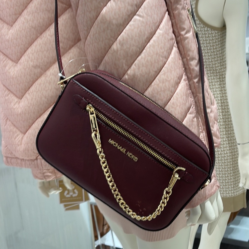 Michael Kors Jet Set Item Large East West Zip Chain Crossbody 
 Merlot